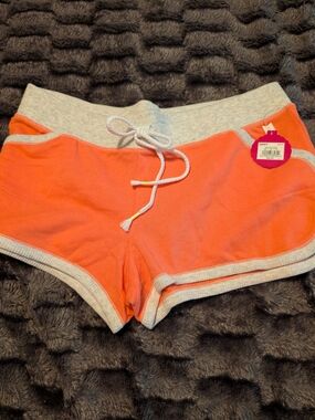 SO Coral-Orange Lounge Shorts with Light Gray Trim